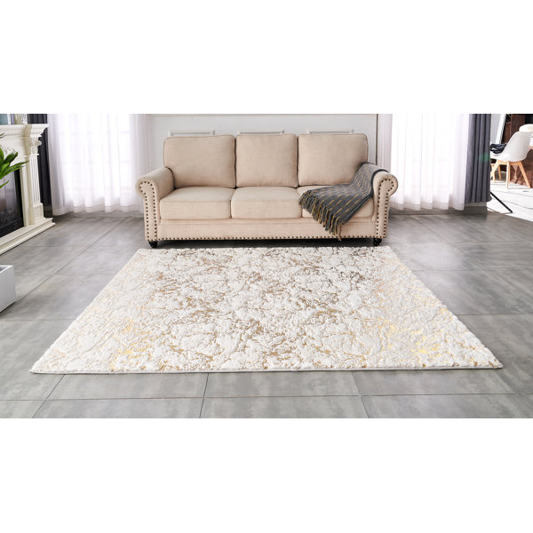 Mercer41 Boghos Hand Tufted White/Gold Rug Wayfair Canada